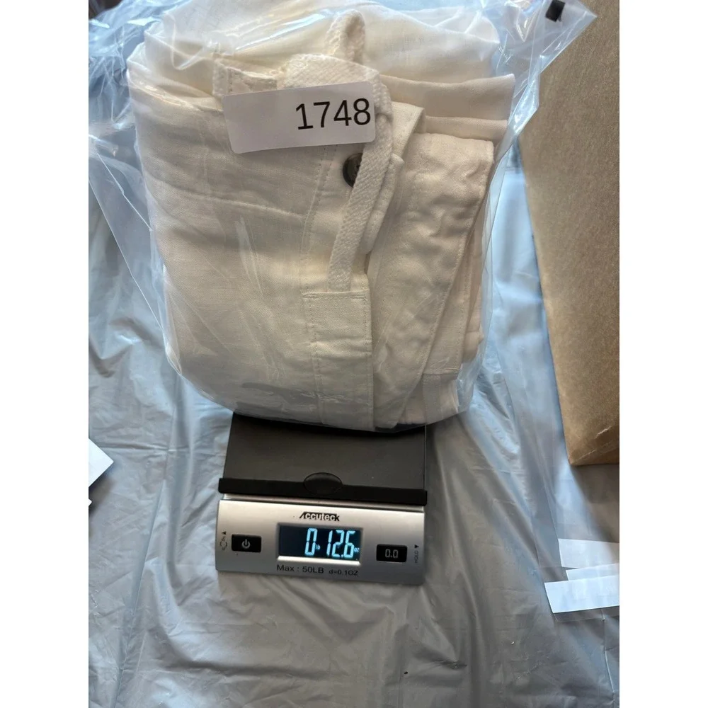 Tasso Elba Island Mens 38x30‎ White 100% Linen Drawstring Straight Leg Pants
